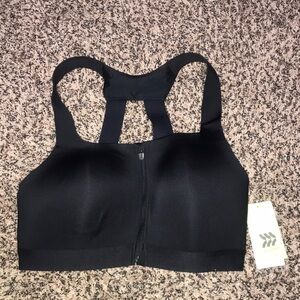 All In Motion Front Zip High Support Black Sports Bra Size 38C | NWT